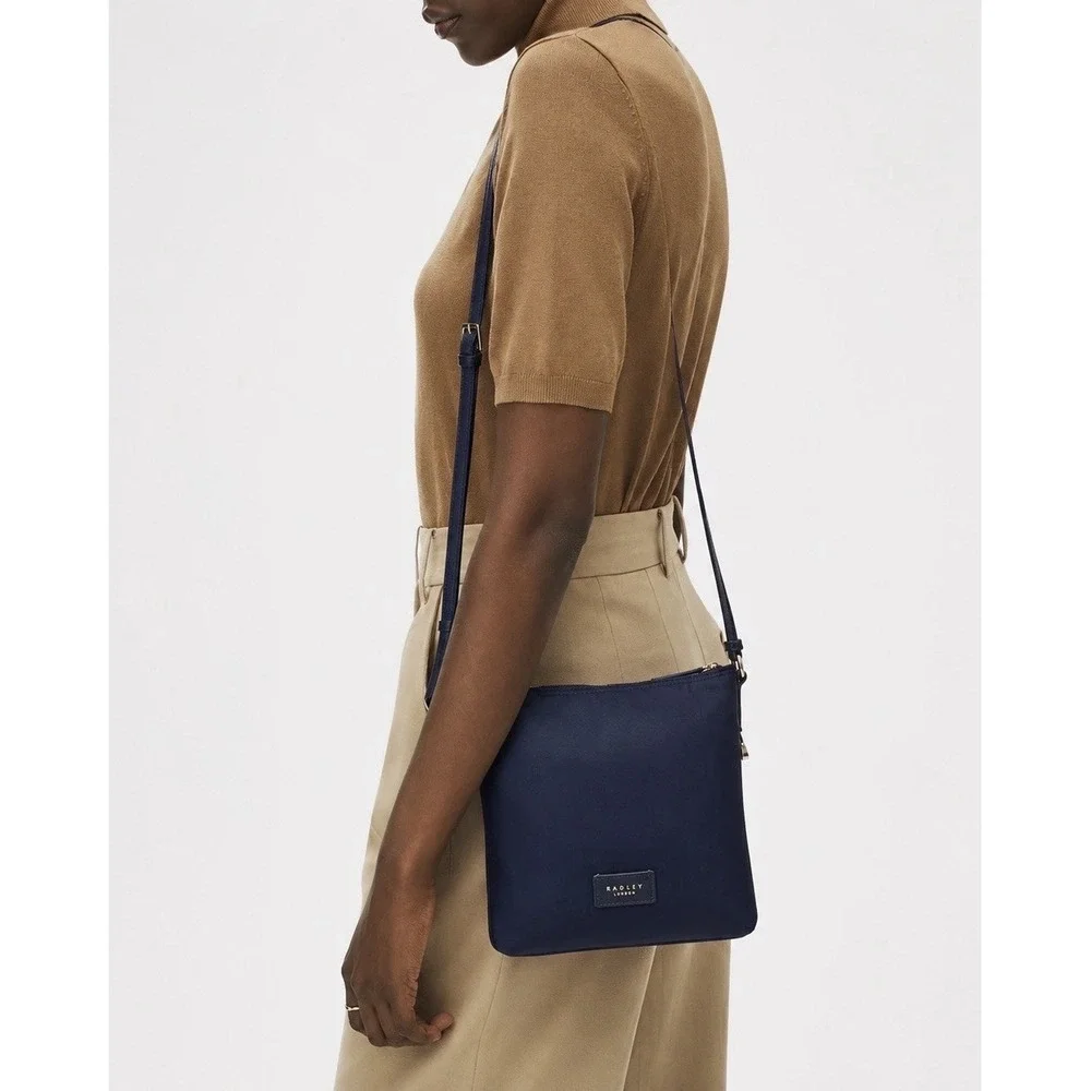 RADLEY LONDON Women's Navy Blue Nylon Crossbody Bag Pocket Purse Zip Top